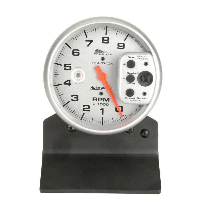 Autometer Pro - Cycle Gauge Tachometer 5in 9K Rpm Pedestal W/ Rpm Playback Silver Universal | 19264 - JDMuscleTachometersatm19264