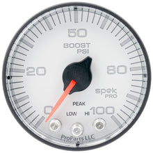 Autometer Spek - Pro 2 1/16in 100PSI Stepper Motor W/Peak & Warn White/Black Boost Gauge Universal | P305128 - JDMuscleBoost GaugesatmP305128