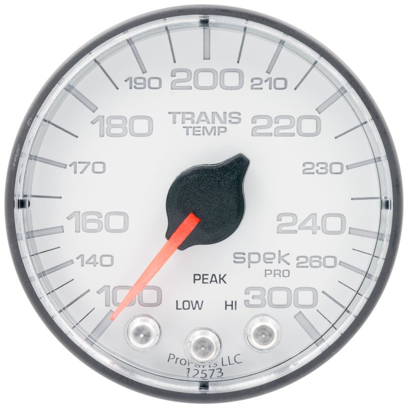 Autometer Spek - Pro 2 1/16in 300 Degree F Stepper Motor W/Peak & Warn White/Black Transmission Temperature Gauge Universal | P342128 - JDMuscleTemperature GaugesatmP342128