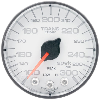 Autometer Spek - Pro 2 1/16in 300 Degree F Stepper Motor W/Peak & Warn White/Black Transmission Temperature Gauge Universal | P342128 - JDMuscleTemperature GaugesatmP342128