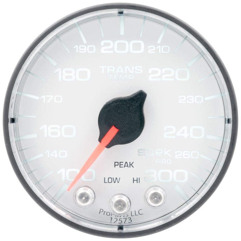 Autometer Spek - Pro 2 1/16in 300 Degree F Stepper Motor W/Peak & Warn White/Black Transmission Temperature Gauge Universal | P342128 - JDMuscleTemperature GaugesatmP342128