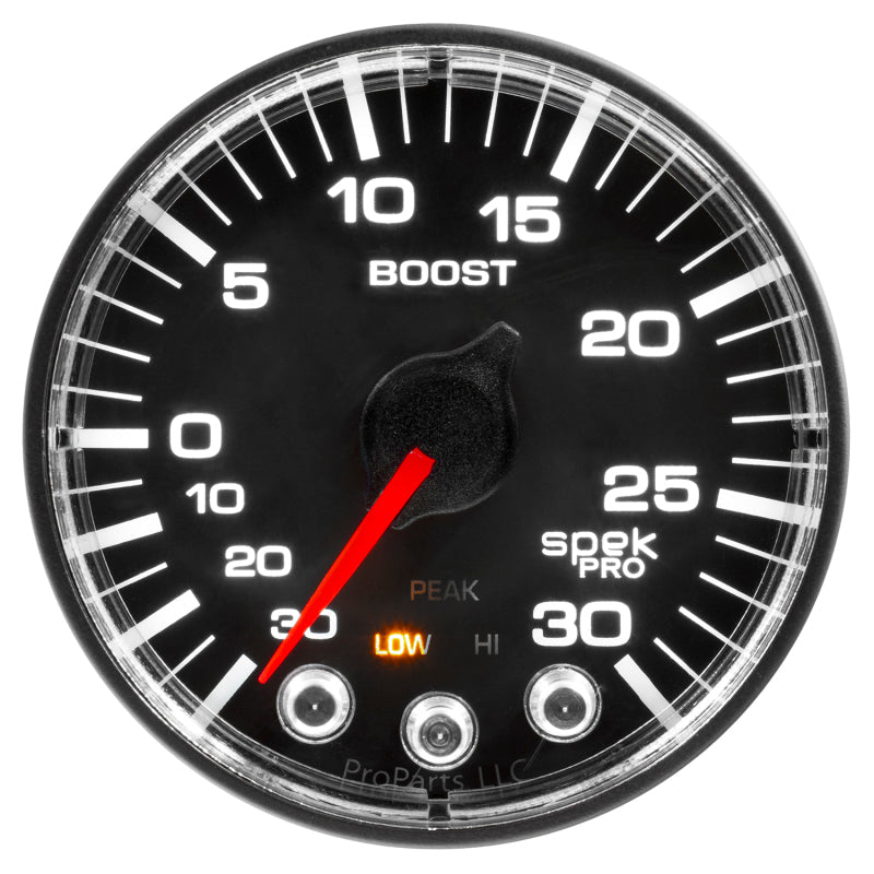 Autometer Spek - Pro 52.4mm 30inHG - 30PSI Digital Stepper Motor Vac/Boost Gauge Universal | P302328 - JDMuscleBoost GaugesatmP302328