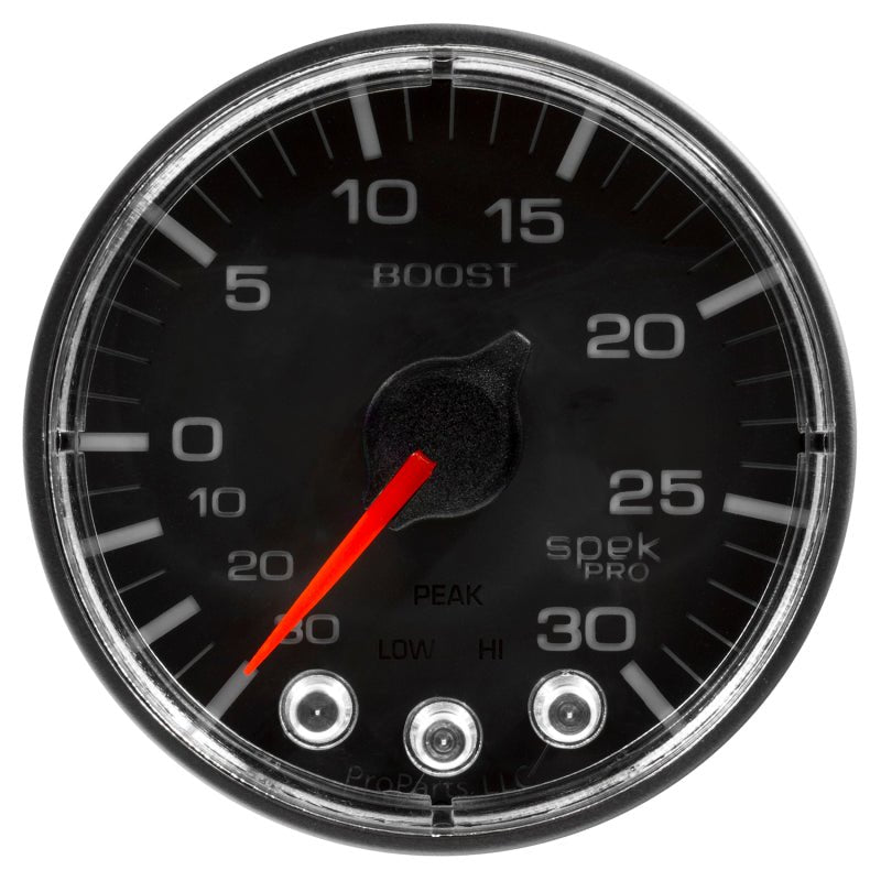 Autometer Spek - Pro 52.4mm 30inHG - 30PSI Digital Stepper Motor Vac/Boost Gauge Universal | P302328 - JDMuscleBoost GaugesatmP302328