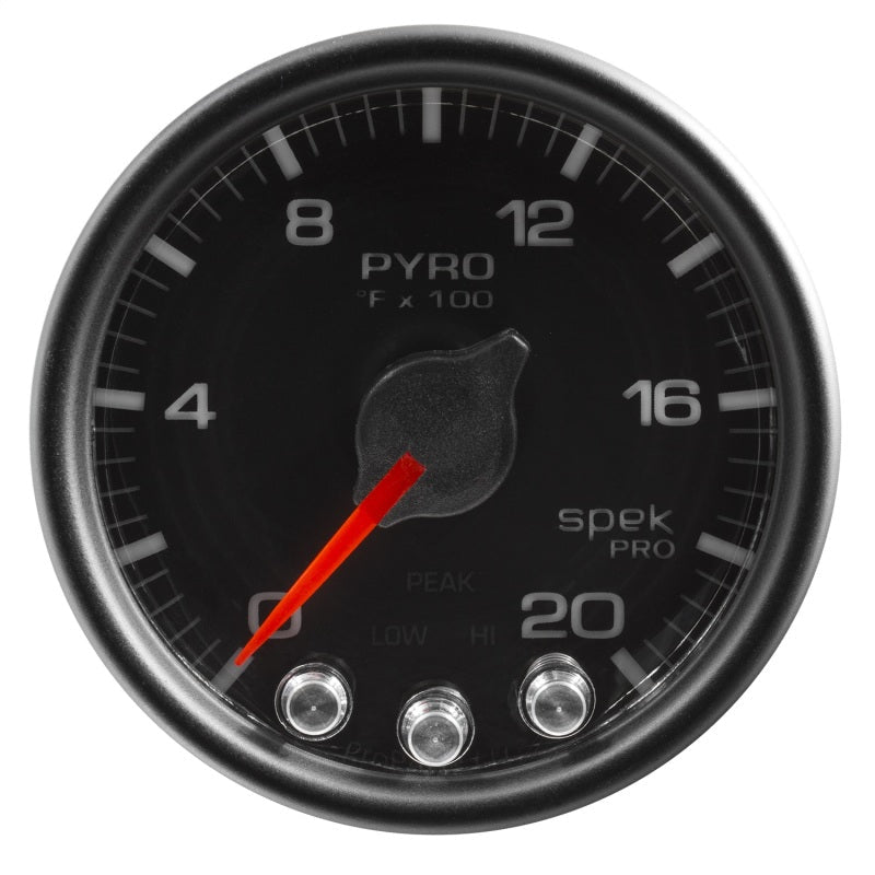 Autometer Spek - Pro EGT Gauge Pyro. 2 1/16in 2000f Stepper Motor W/Peak & Warn Black / Black Universal | P31032 - JDMuscleEGT GaugesatmP31032