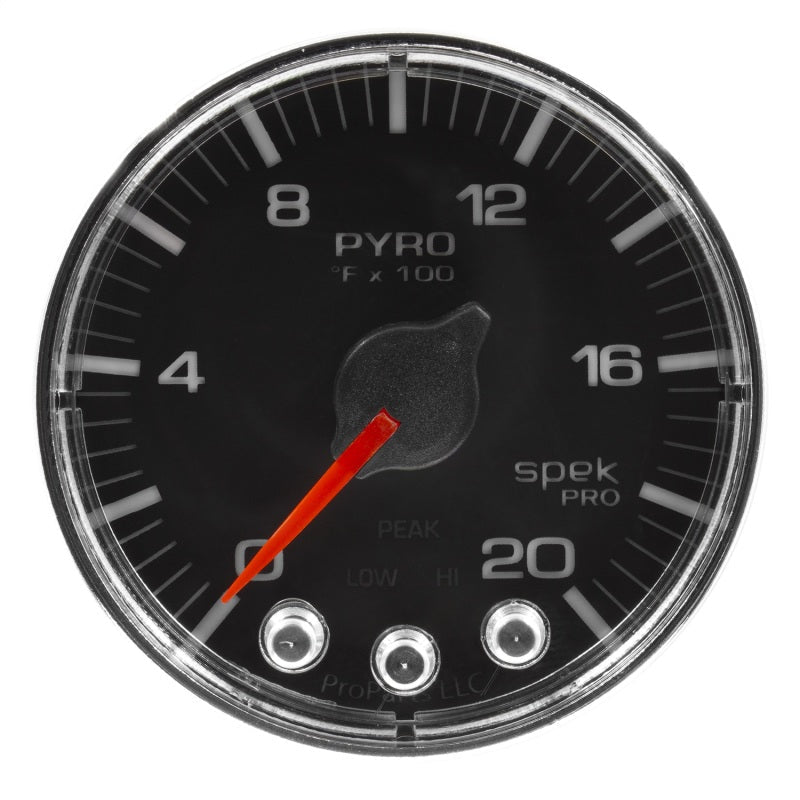 Autometer Spek - Pro EGT Gauge Pyro. 2 1/16in 2000f Stepper Motor W/Peak & Warn Black / Chrome Universal | P310318 - JDMuscleEGT GaugesatmP310318