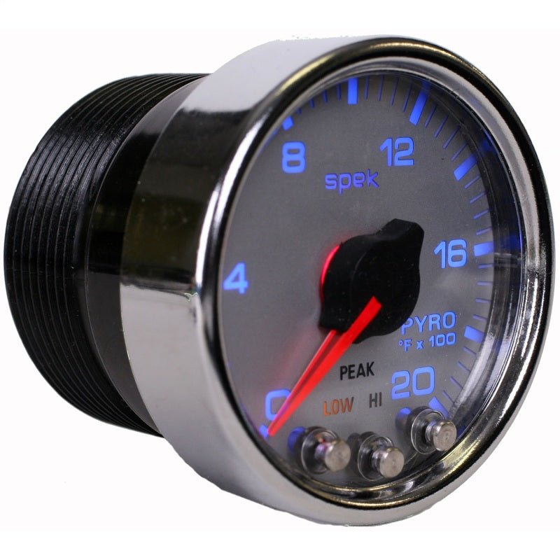 Autometer Spek - Pro EGT Gauge Pyro. 2 1/16in 2000f Stepper Motor W/Peak & Warn Silver / Chrome Universal | P31021 - JDMuscleEGT GaugesatmP31021