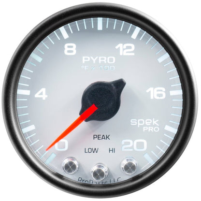 Autometer Spek - Pro EGT Gauge Pyro. 2 1/16in 2000f Stepper Motor W/Peak & Warn White / Black Universal | P31012 - JDMuscleEGT GaugesatmP31012