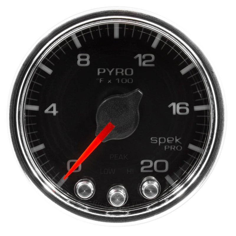 Autometer Spek - Pro EGT Gauge Pyro.2 1/16in 2000f Stepper Motor W/Peak & Warn Black / Chrome Universal | P31031 - JDMuscleTemperature GaugesatmP31031