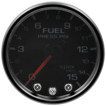 Autometer Spek - Pro Fuel Pressure Gauge 2 1/16in 15psi Stepper Motor W/Peak & Warn Black / Smoke / Black Universal | P31552 - JDMuscleFuel Pressure Regulator GaugesatmP31552