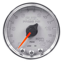 Autometer Spek - Pro Fuel Pressure Gauge 2 1/16in 15psi Stepper Motor W/Peak & Warn Silver / Chrome Universal | P31521 - JDMuscleFuel Pressure Regulator GaugesatmP31521