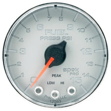 Autometer Spek - Pro Fuel Pressure Gauge 2 1/16in 15psi Stepper Motor W/Peak & Warn Silver / Chrome Universal | P315218 - JDMuscleFuel Pressure Regulator GaugesatmP315218