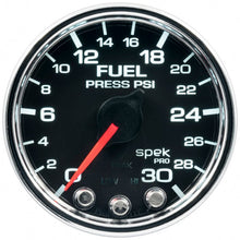 Autometer Spek - Pro Fuel Pressure Gauge 2 1/16in 30psi Stepper Motor W/Peak & Warn Black / Chrome Universal | P31631 - JDMuscleFuel Pressure Regulator GaugesatmP31631