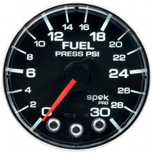 Autometer Spek - Pro Fuel Pressure Gauge 2 1/16in 30psi Stepper Motor W/Peak & Warn Black / Chrome Universal | P316318 - JDMuscleFuel Pressure Regulator GaugesatmP316318