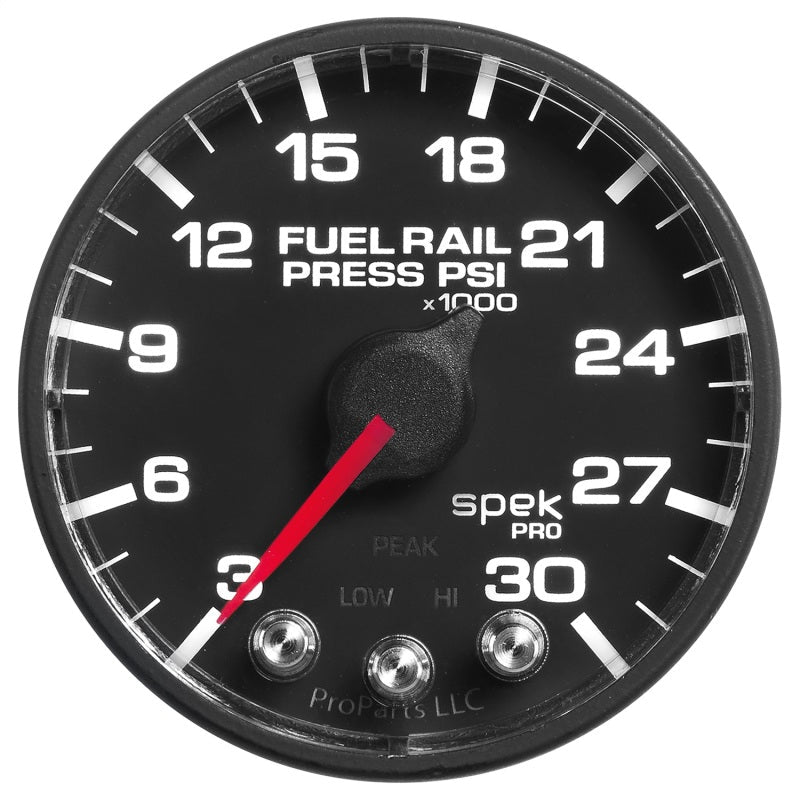 Autometer Spek - Pro Fuel Rail Pressure Gauge 2 1/16in 30Kpsi Stepper Motor W/Peak & Warn Black / Black Universal | P321328 - JDMuscleFuel Pressure Regulator GaugesatmP321328
