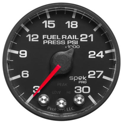 Autometer Spek - Pro Fuel Rail Pressure Gauge 2 1/16in 30Kpsi Stepper Motor W/Peak & Warn Black / Black Universal | P321328 - JDMuscleFuel Pressure Regulator GaugesatmP321328