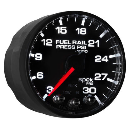 Autometer Spek - Pro Fuel Rail Pressure Gauge 2 1/16in 30Kpsi Stepper Motor W/Peak & Warn Black / Black Universal | P321328 - JDMuscleFuel Pressure Regulator GaugesatmP321328