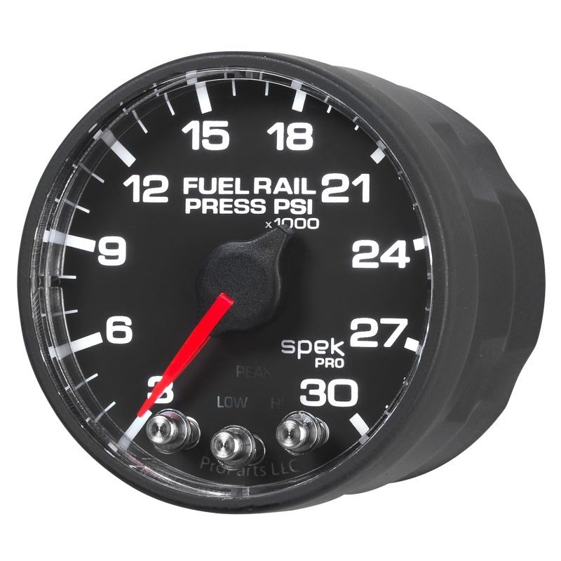 Autometer Spek - Pro Fuel Rail Pressure Gauge 2 1/16in 30Kpsi Stepper Motor W/Peak & Warn Black / Black Universal | P321328 - JDMuscleFuel Pressure Regulator GaugesatmP321328