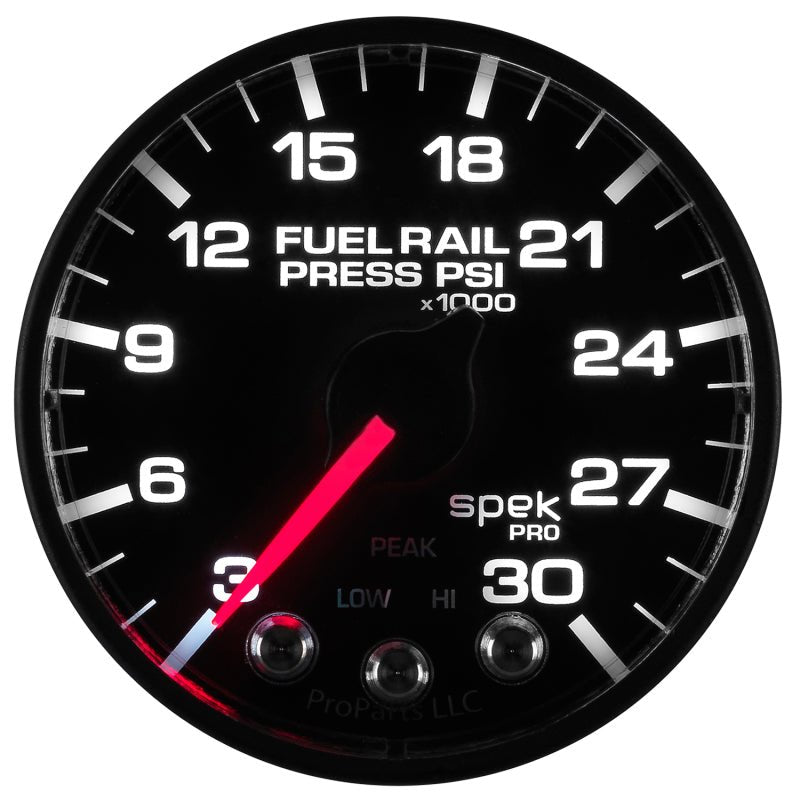 Autometer Spek - Pro Fuel Rail Pressure Gauge 2 1/16in 30Kpsi Stepper Motor W/Peak & Warn Black / Black Universal | P321328 - JDMuscleFuel Pressure Regulator GaugesatmP321328