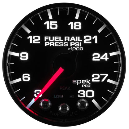 Autometer Spek - Pro Fuel Rail Pressure Gauge 2 1/16in 30Kpsi Stepper Motor W/Peak & Warn Black / Black Universal | P321328 - JDMuscleFuel Pressure Regulator GaugesatmP321328