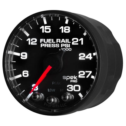 Autometer Spek - Pro Fuel Rail Pressure Gauge 2 1/16in 30Kpsi Stepper Motor W/Peak & Warn Black / Black Universal | P321328 - JDMuscleFuel Pressure Regulator GaugesatmP321328