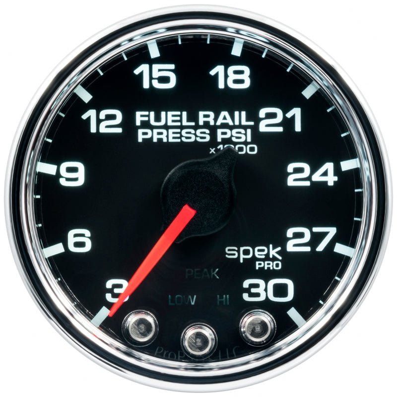 Autometer Spek - Pro Fuel Rail Pressure Gauge 2 1/16in 30Kpsi Stepper Motor W/Peak & Warn Black / Chrome Universal | P32131 - JDMuscleFuel Pressure Regulator GaugesatmP32131