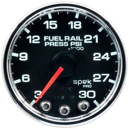 Autometer Spek - Pro Fuel Rail Pressure Gauge 2 1/16in 30Kpsi Stepper Motor W/Peak & Warn Black / Chrome Universal | P32131 - JDMuscleFuel Pressure Regulator GaugesatmP32131