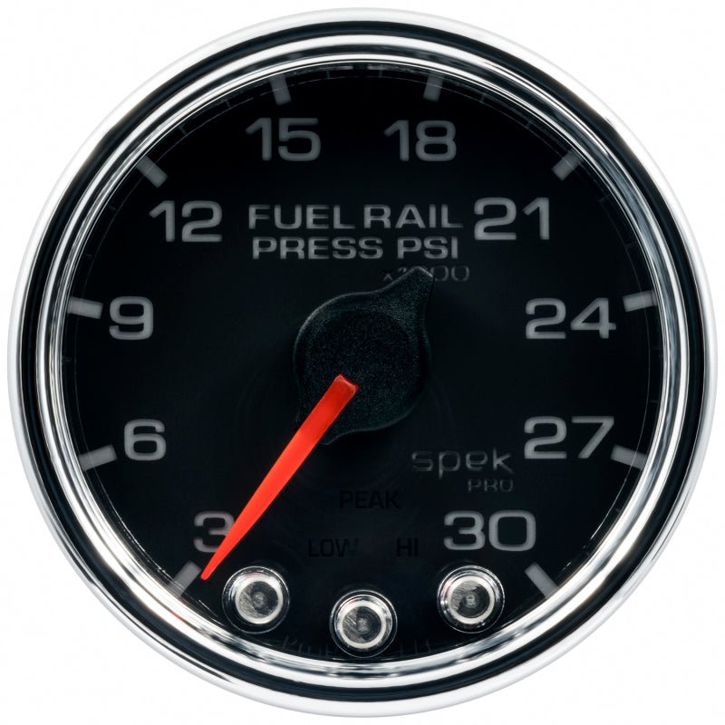Autometer Spek - Pro Fuel Rail Pressure Gauge 2 1/16in 30Kpsi Stepper Motor W/Peak & Warn Black / Chrome Universal | P32131 - JDMuscleFuel Pressure Regulator GaugesatmP32131