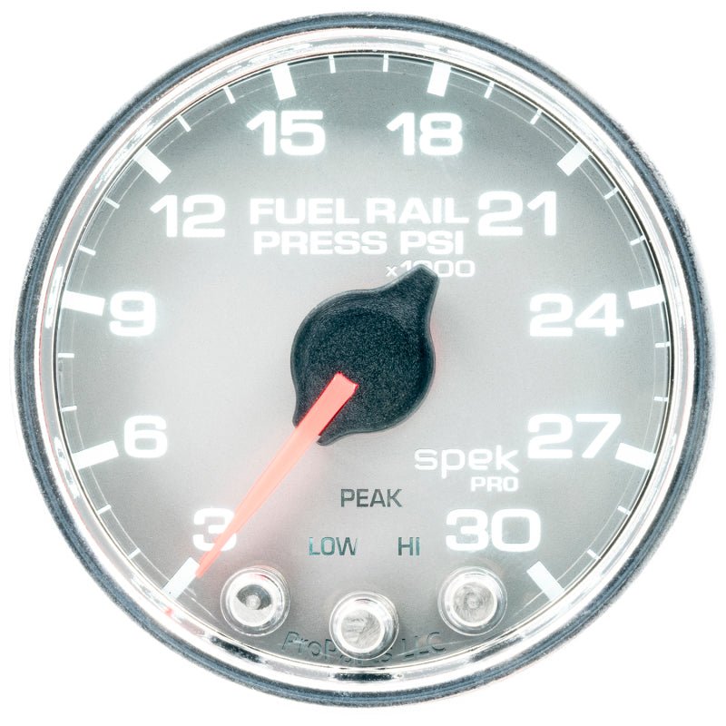 Autometer Spek - Pro Fuel Rail Pressure Gauge 2 1/16in 30Kpsi Stepper Motor W/Peak & Warn Silver / Chrome Universal | P32121 - JDMuscleFuel Pressure Regulator GaugesatmP32121