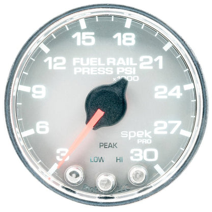 Autometer Spek - Pro Fuel Rail Pressure Gauge 2 1/16in 30Kpsi Stepper Motor W/Peak & Warn Silver / Chrome Universal | P32121 - JDMuscleFuel Pressure Regulator GaugesatmP32121