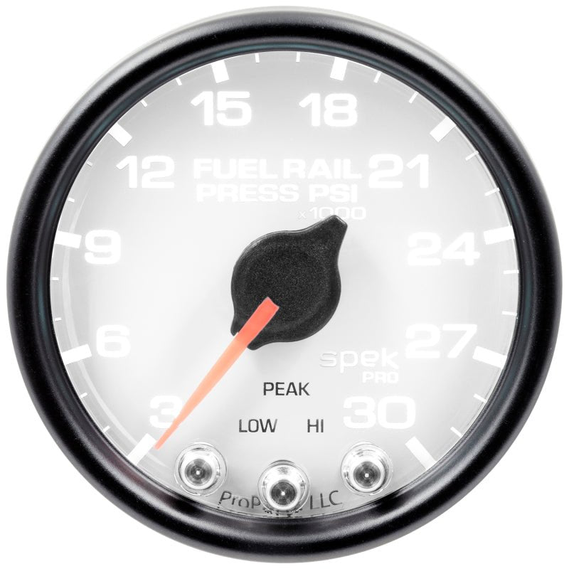 Autometer Spek - Pro Fuel Rail Pressure Gauge 2 1/16in 30Kpsi Stepper Motor W/Peak & Warn White / Black Universal | P32112 - JDMuscleFuel Pressure Regulator GaugesatmP32112