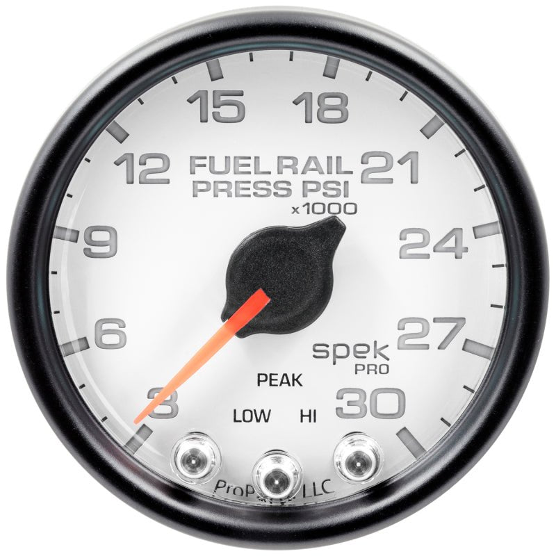 Autometer Spek - Pro Fuel Rail Pressure Gauge 2 1/16in 30Kpsi Stepper Motor W/Peak & Warn White / Black Universal | P32112 - JDMuscleFuel Pressure Regulator GaugesatmP32112