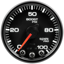 Autometer Spek - Pro Gauge Boost 2 1/16in 100psi Stepper Motor W/Peak & Warn Black / Black Universal | P30532 - JDMuscleBoost GaugesatmP30532