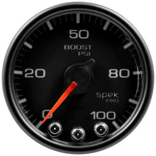 Autometer Spek - Pro Gauge Boost 2 1/16in 100psi Stepper Motor W/Peak & Warn Black / Black Universal | P30532 - JDMuscleBoost GaugesatmP30532