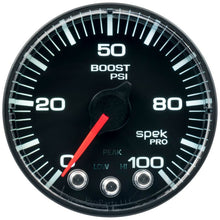 Autometer Spek - Pro Gauge Boost 2 1/16in 100psi Stepper Motor W/Peak & Warn Black / Black Universal | P305328 - JDMuscleBoost GaugesatmP305328