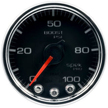 Autometer Spek - Pro Gauge Boost 2 1/16in 100psi Stepper Motor W/Peak & Warn Black / Chrm Universal | P30531 - JDMuscleBoost GaugesatmP30531