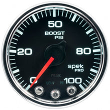 Autometer Spek - Pro Gauge Boost 2 1/16in 100psi Stepper Motor W/Peak & Warn Black / Chrm Universal | P30531 - JDMuscleBoost GaugesatmP30531