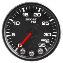 Autometer Spek - Pro Gauge Boost 2 1/16in 35psi Stepper Motor W/Peak & Warn Black / Black Universal | P30332 - JDMuscleBoost GaugesatmP30332
