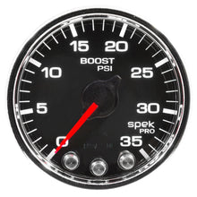 Autometer Spek - Pro Gauge Boost 2 1/16in 35psi Stepper Motor W/Peak & Warn Black / Chrome Universal | P30331 - JDMuscleBoost GaugesatmP30331