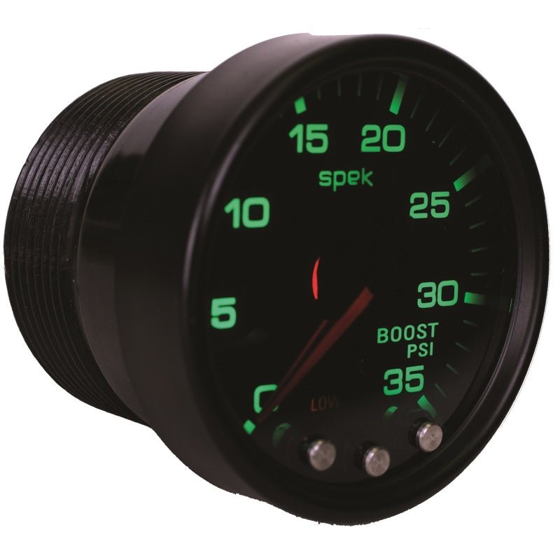 Autometer Spek - Pro Gauge Boost 2 1/16in 35psi Stepper Motor W/Peak & Warn Blacksmoke / Black Universal | P30352 - JDMuscleBoost GaugesatmP30352