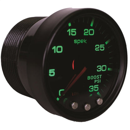 Autometer Spek - Pro Gauge Boost 2 1/16in 35psi Stepper Motor W/Peak & Warn Blacksmoke / Black Universal | P30352 - JDMuscleBoost GaugesatmP30352