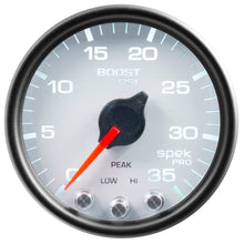 Autometer Spek - Pro Gauge Boost 2 1/16in 35psi Stepper Motor W/Peak & Warn White / Black Universal | P30312 - JDMuscleBoost GaugesatmP30312