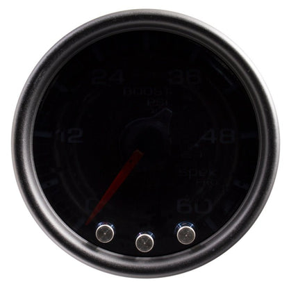 Autometer Spek - Pro Gauge Boost 2 1/16in 60psi Stepper Motor W/Peak & Warn Black/ Smoke / Black Universal | P30452 - JDMuscleBoost GaugesatmP30452