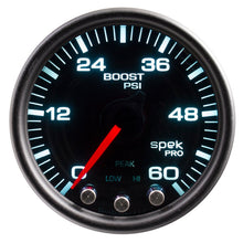 Autometer Spek - Pro Gauge Boost 2 1/16in 60psi Stepper Motor W/Peak & Warn Black/ Smoke / Black Universal | P30452 - JDMuscleBoost GaugesatmP30452