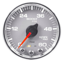 Autometer Spek - Pro Gauge Boost 2 1/16in 60psi Stepper Motor W/Peak & Warn Silver / Chrm Universal | P30421 - JDMuscleBoost GaugesatmP30421