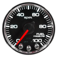 Autometer Spek - Pro Gauge Fuel Press 2 1/16in 100psi Stepper Motor W/Peak & Warn Black / Chrm Universal | P31431 - JDMuscleFuel Pressure Regulator GaugesatmP31431