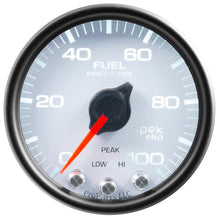Autometer Spek - Pro Gauge Fuel Press 2 1/16in 100psi Stepper Motor W/Peak & Warn White /Black Universal | P31412 - JDMuscleFuel Pressure Regulator GaugesatmP31412