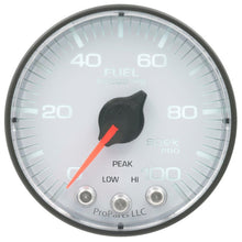 Autometer Spek - Pro Gauge Fuel Press 2 1/16in 100psi Stepper Motor W/Peak & Warn White / Black Universal | P314128 - JDMuscleFuel Pressure Regulator GaugesatmP314128