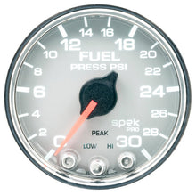 Autometer Spek - Pro Gauge Fuel Press 2 1/16in 30psi Stepper Motor W/Peak & Warn Silver/Chrome Universal | P31621 - JDMuscleFuel Pressure Regulator GaugesatmP31621