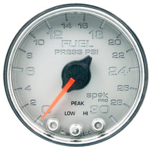 Autometer Spek - Pro Gauge Fuel Press 2 1/16in 30psi Stepper Motor W/Peak & Warn Silver/Chrome Universal | P31621 - JDMuscleFuel Pressure Regulator GaugesatmP31621