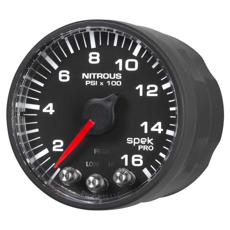 Autometer Spek - Pro Gauge Nitrous Press 2 1/16in 1600psi Stepper Motor W/Peak & Warn White/ Black Universal | P320328 - JDMusclePressure GaugesatmP320328